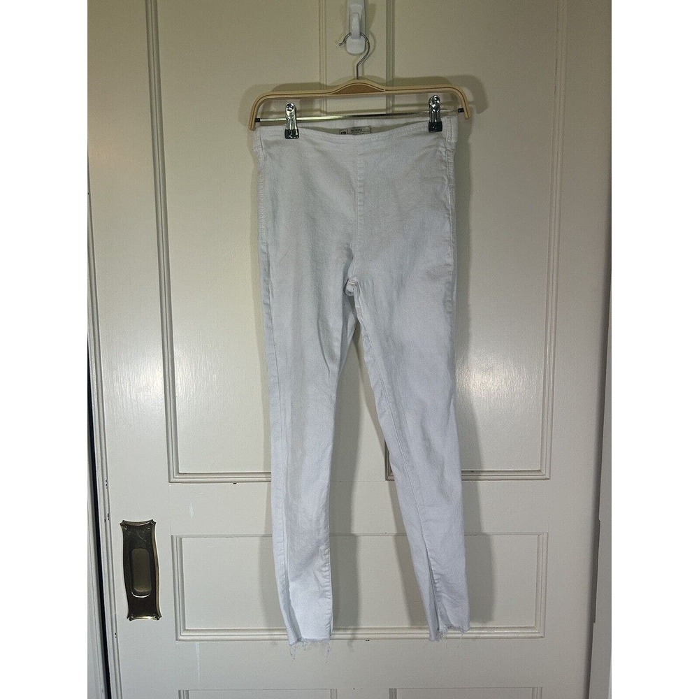Free People Women’s White Skinny Jeans Pull On Pants Frayed Hem Size 26